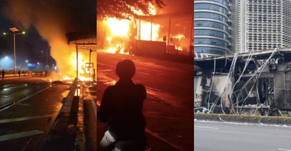 Demonstrasi Indonesia: BAS Stops, Policy Cottage & Seven Plaza Tolls dibakar