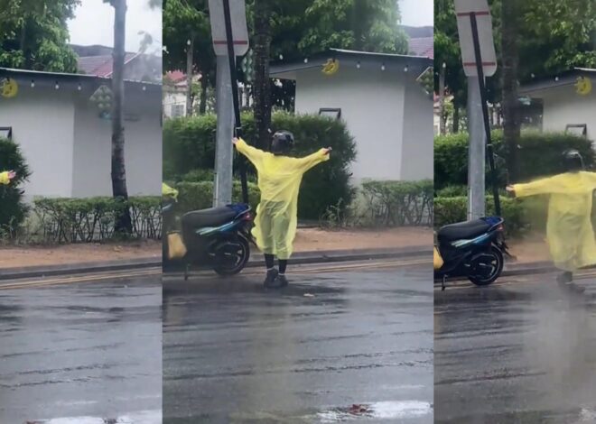 Hujan adalah momen santai, individu ini memamerkan tindakan “penyembuhan” lainnya