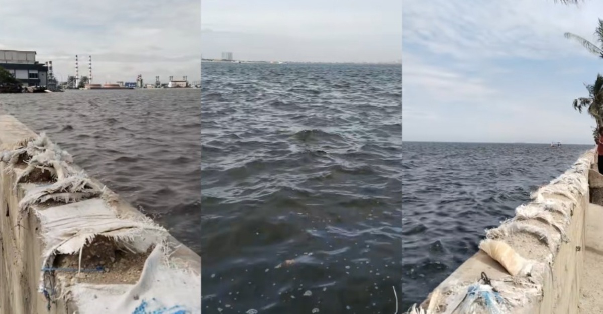 Hanya tembok pembatasnya, air laut di Jakarta lebih tinggi dari jalan raya